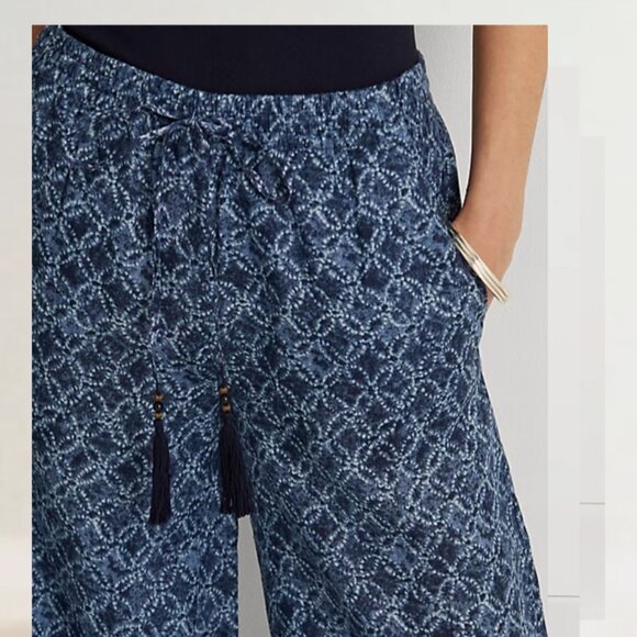 Geo-Print Linen Wide-Leg Pant Ralph Lauren NWOT - Picture 4 of 8